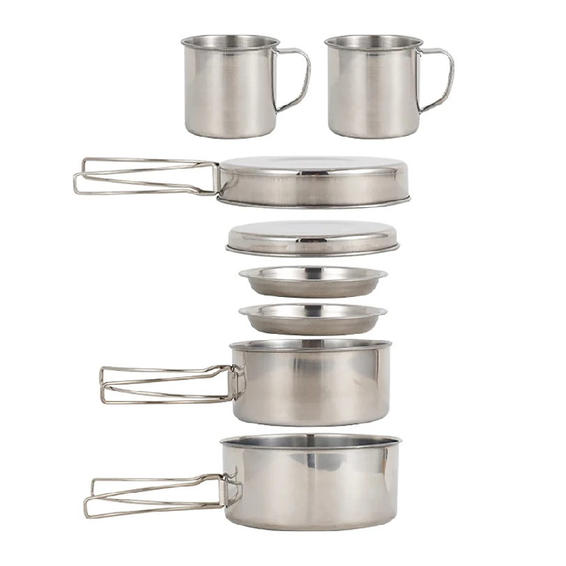 Camping Cooking Hardware - 8개/세트 캠핑 조리기구 세트 스테인리스 스틸