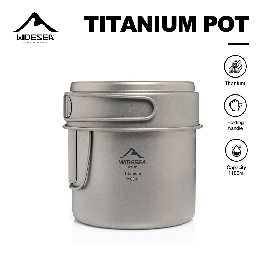 Camping Cooking Mug - Widesea 초경량 티타늄 캠핑 냄비 1100ml