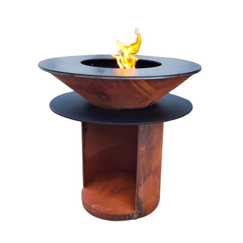 Camping Cooking Fire Pit - 대형 코르텐강 화덕 야외 장작 화로