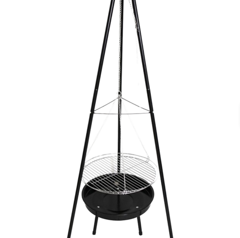 Camping Cooking Fire Pit - 헤비듀티 삼각대 걸이식 바베큐 그릴 (논스틱