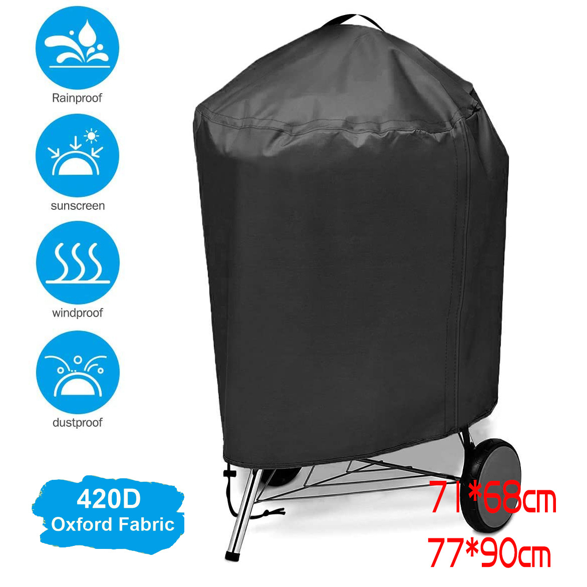 Camping Cooking Fire Pit - 210D 야외 그릴 커버 방수 라운드