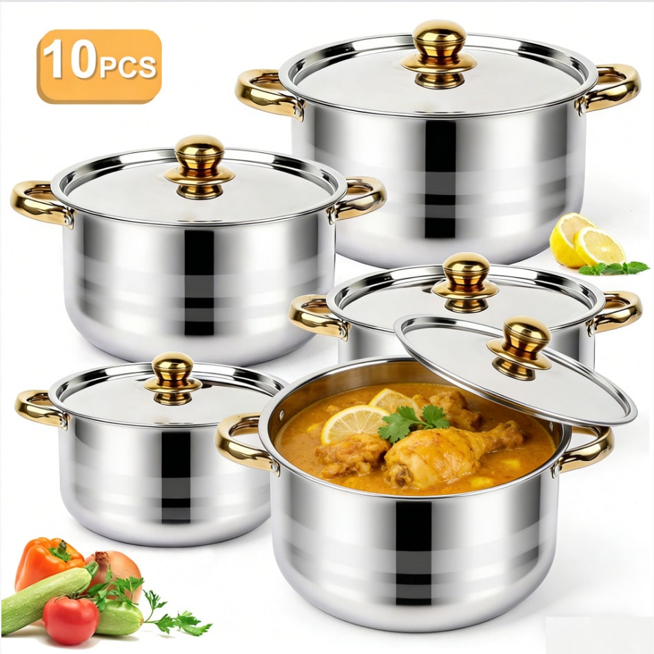 Camping Cooking Pan Set - 스테인리스 스틸 냄비 세트 모던 럭셔리