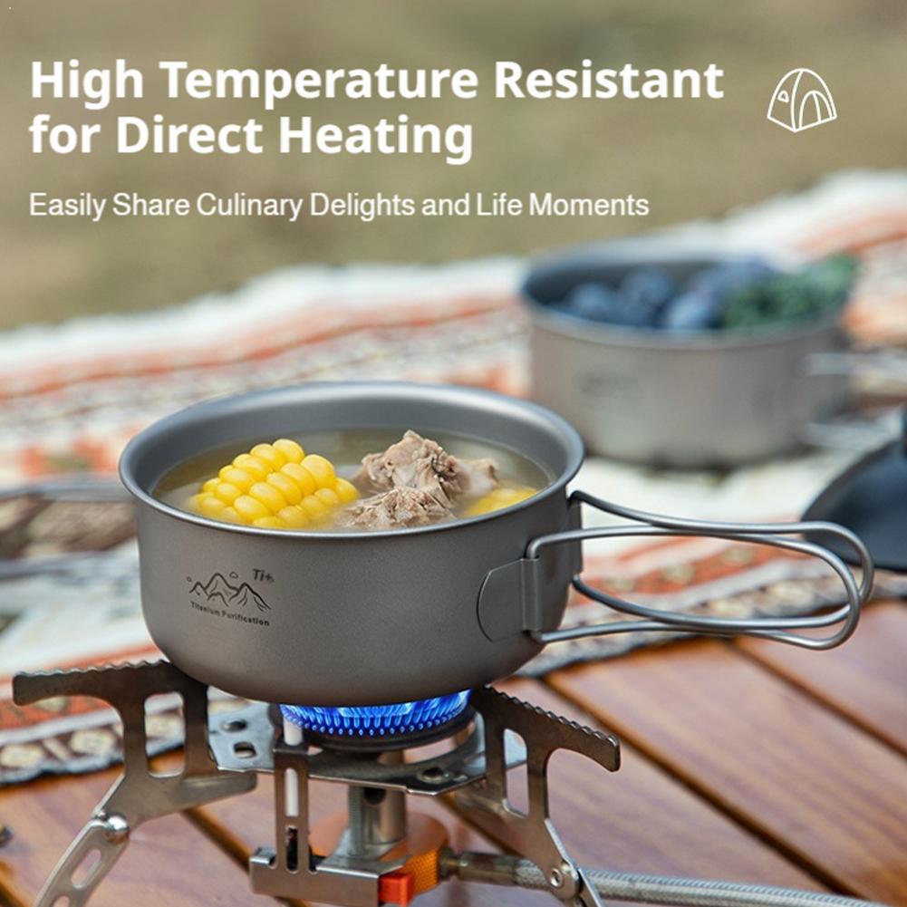 Camping Cooking Pan Set - 초경량 티타늄 백패킹 조리기구, 야외 하이킹