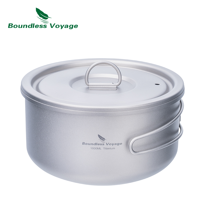 Camping Cooking Hardware - Boundless Voyage 티타늄 캠핑 냄비, 뚜껑이
