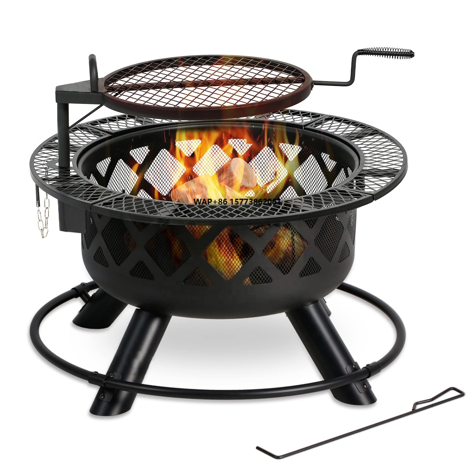 Camping Cooking Fire Pit - 대형 야외 장작 화로, 스틸 바베큐