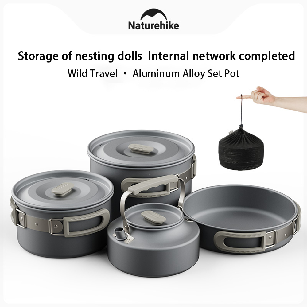 Camping Cooking Pan Set - 네이처하이크 야외 냄비 세트, 캠핑 요리