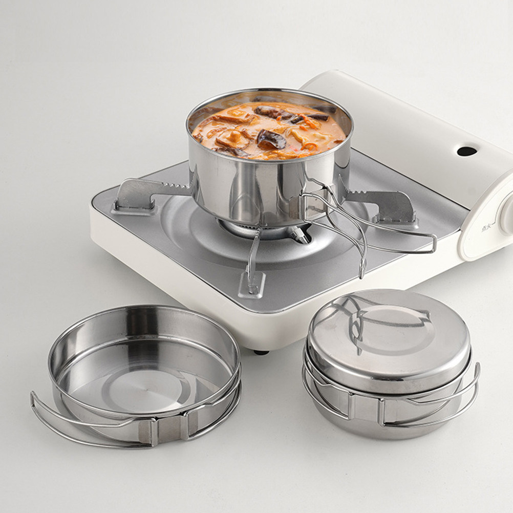 스테인리스 스틸 캠핑 조리기구 세트 1세트, 휴대용 경 - Camping Cooking Pan Set 리뷰 및 가격