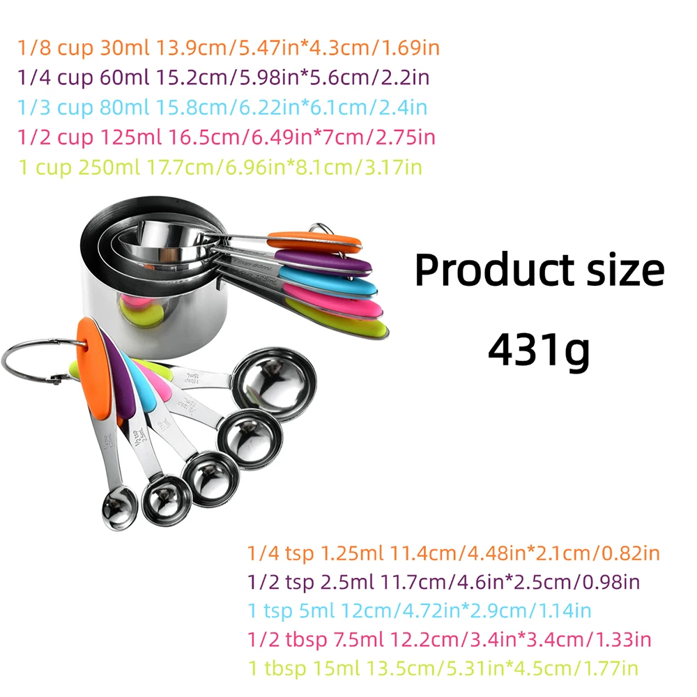 5/10Pcs 스테인레스 스틸 측정 컵과 숟가락 세트  - Camping Cooking Pan Set 리뷰 및 가격