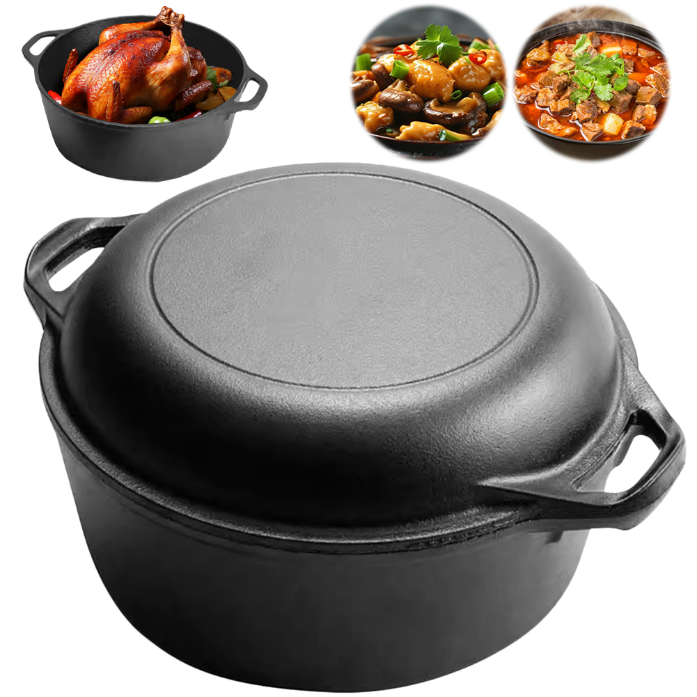 2 in 1 주철 더치 오븐 냄비, 듀얼 핸들 스킬렛  - Camping Cooking Full Set 리뷰 및 가격