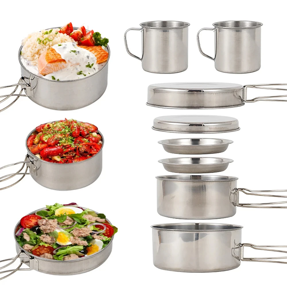 8개/세트 캠핑 조리기구 세트 스테인리스 스틸 요리 냄 - Camping Cooking Cylinder 리뷰 및 가격