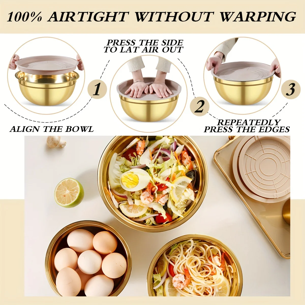 뚜껑과 샤프너가 포함된 10피스 골드 스테인리스 스틸  - Camping Cooking Pan Set 리뷰 및 가격
