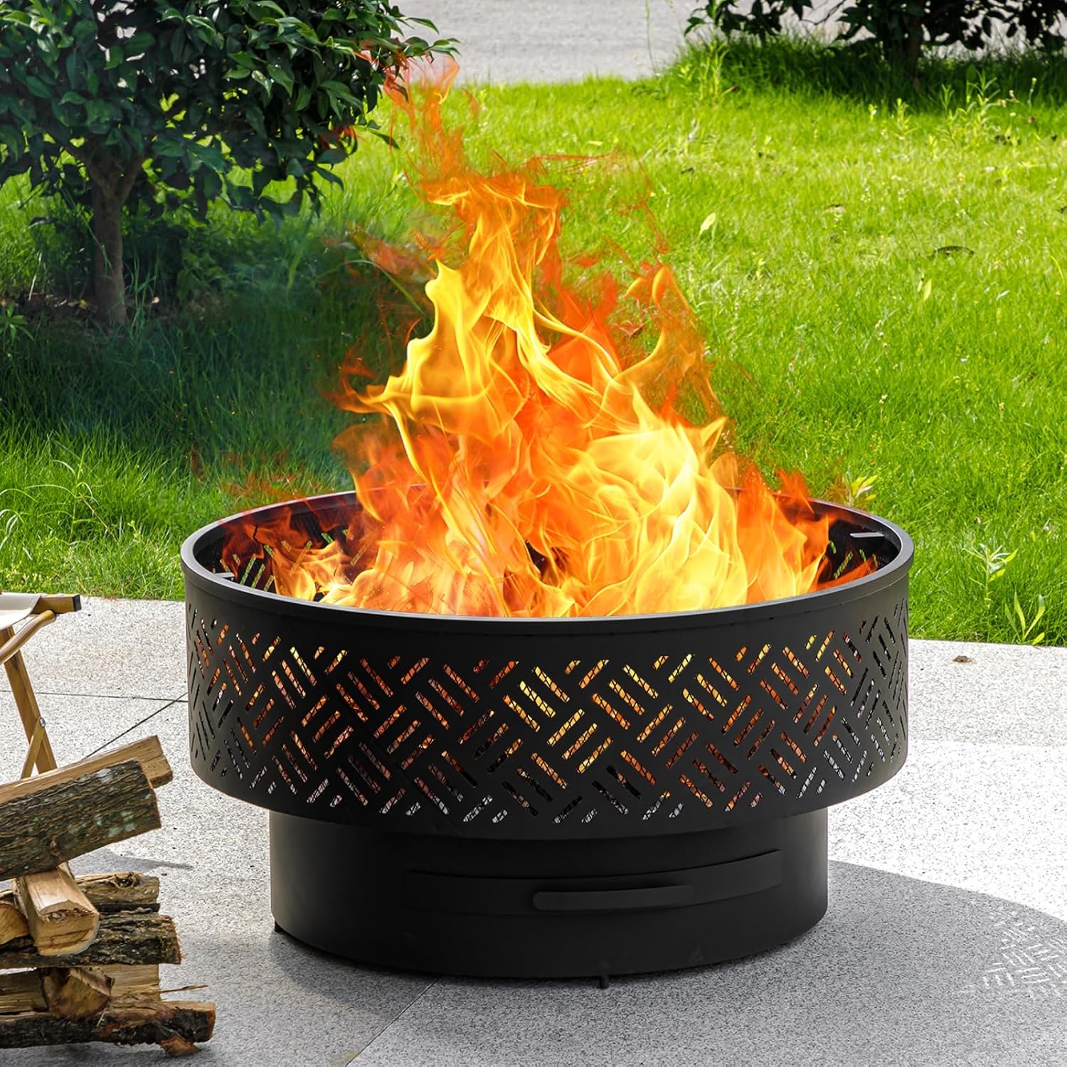 32인치 원형 금속 장작 화덕 테이블, 바베큐 그릴 뚜 - Camping Cooking Fire Pit 리뷰 및 가격