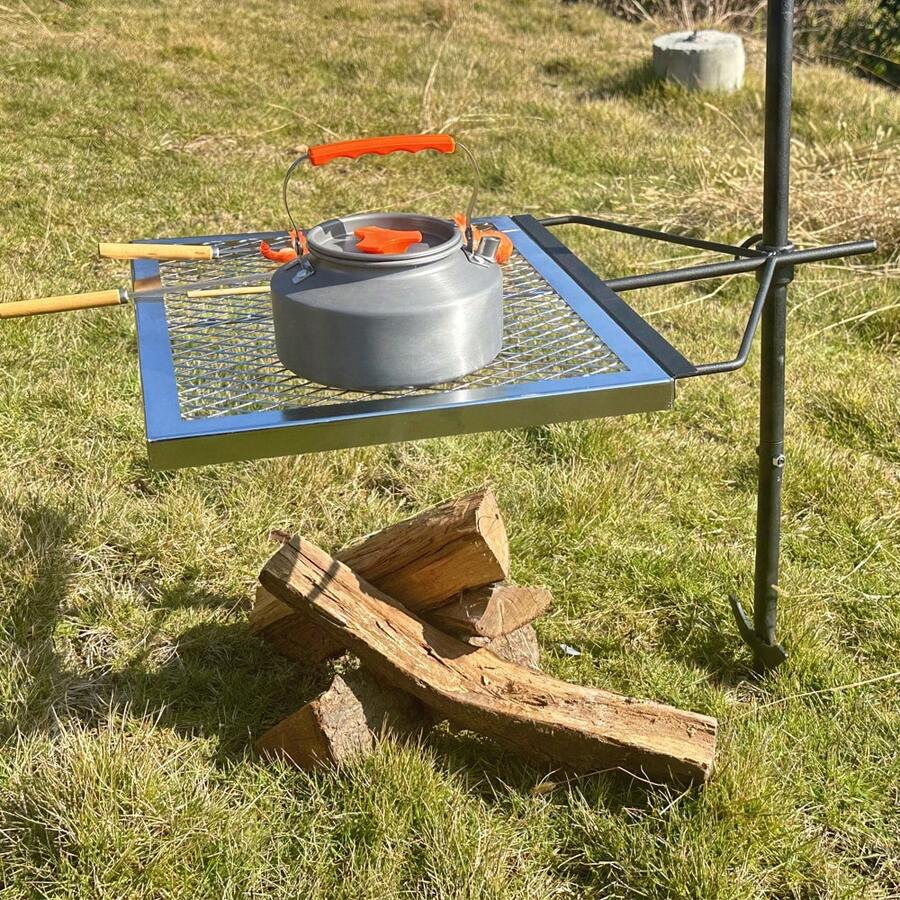 360 °   조절 가능한 회전식 캠프파이어 그릴, 헤 - Camping Cooking Fire Pit 리뷰 및 가격