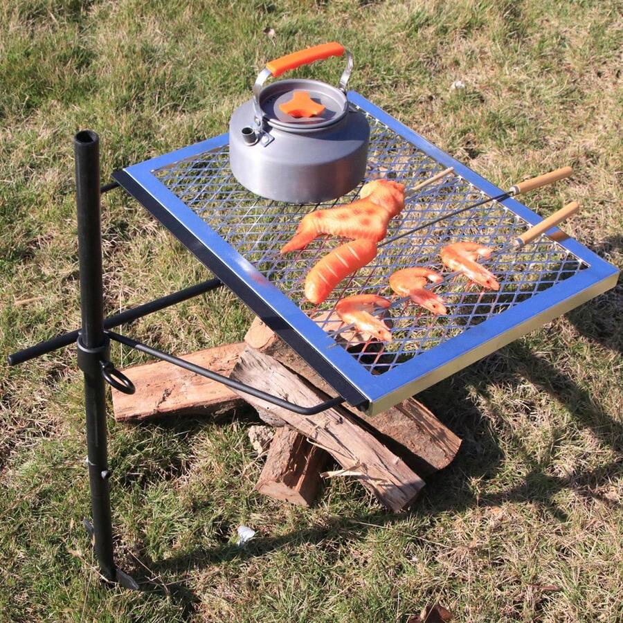 360 °   조절 가능한 회전식 캠프파이어 그릴, 헤 - Camping Cooking Fire Pit 리뷰 및 가격