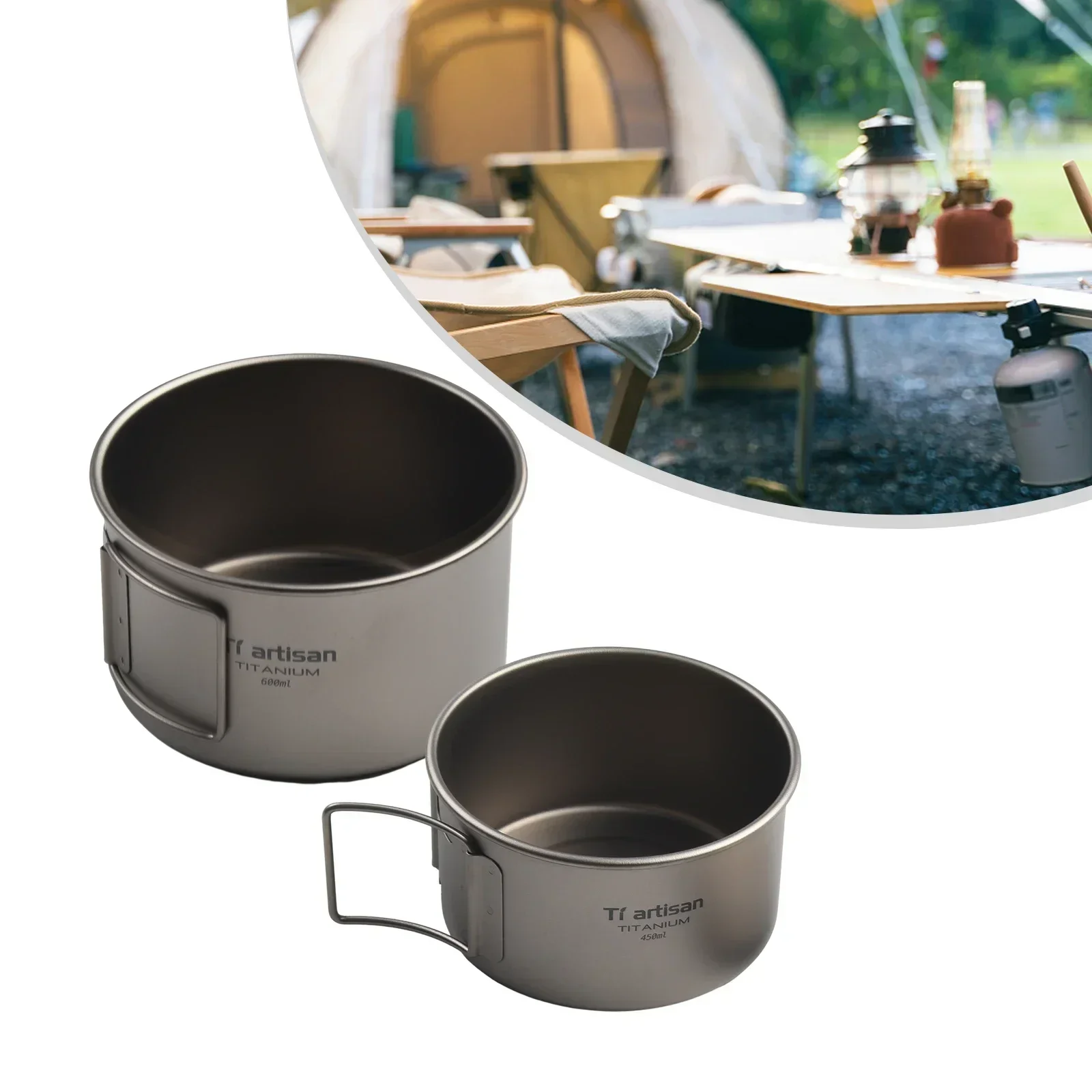 접이식 손잡이가 있는 티타늄 그릇, 캠핑 그릇, 뚜껑  - Camping Cooking Hardware 리뷰 및 가격