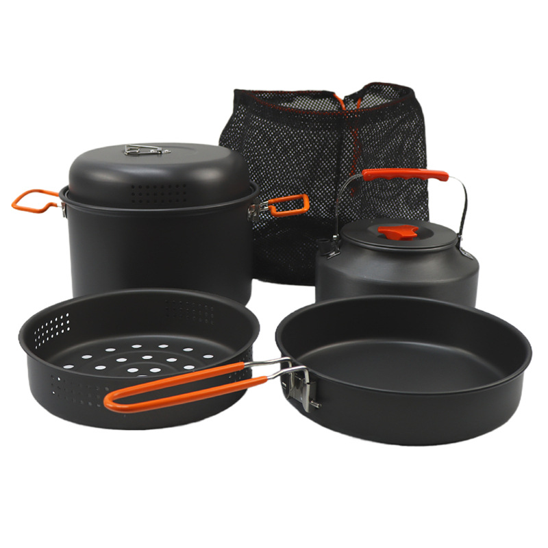 야외 조리기구 세트, 캠핑 요리 냄비 주전자, 스티머  - Camping Cooking Pan Set 리뷰 및 가격