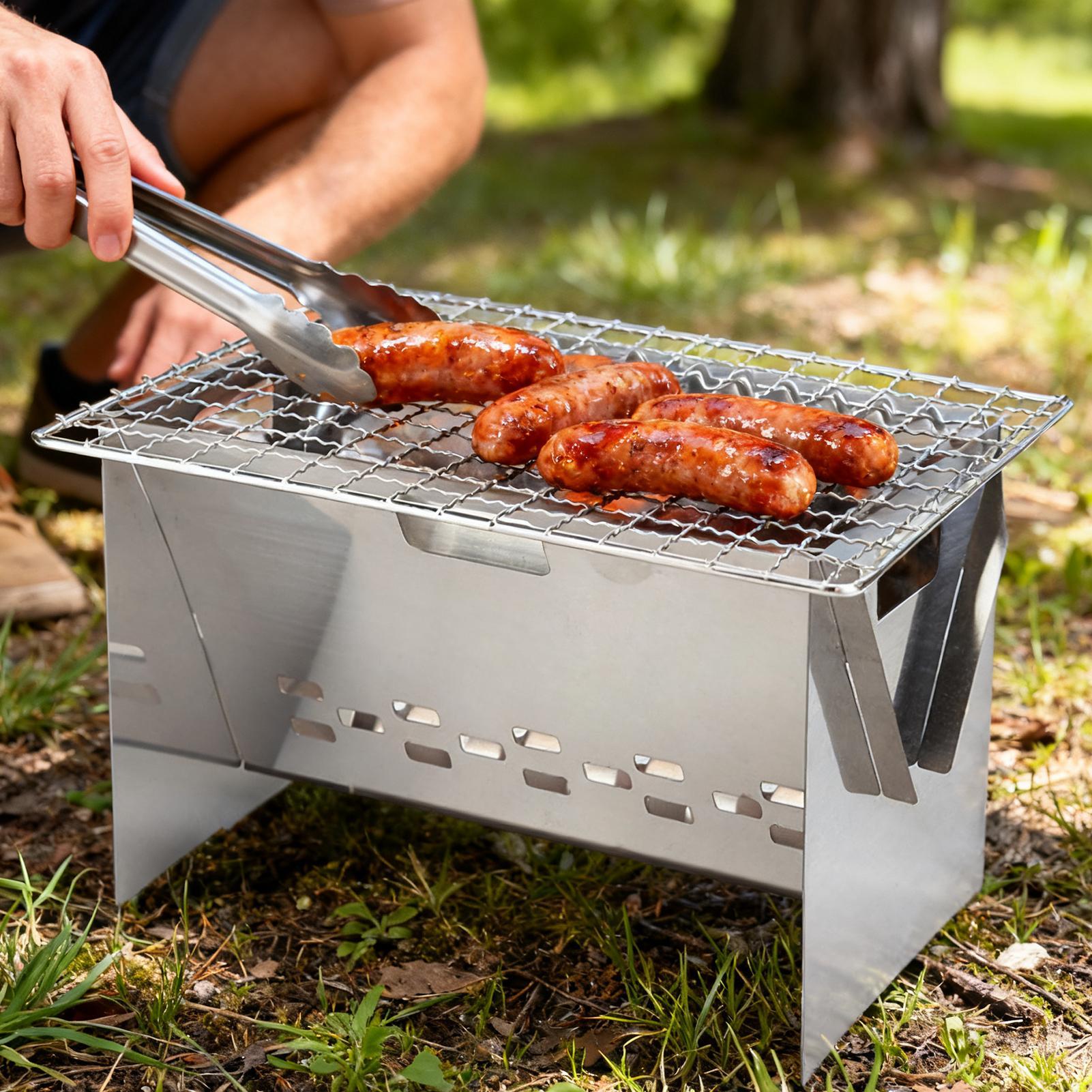스테인리스 스틸 숯불 그릴 접이식 화로 휴대용 숯불 그 - Camping Cooking Fire Pit 리뷰 및 가격