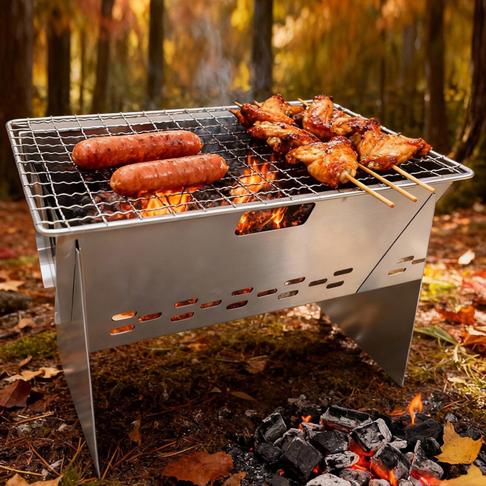 스테인리스 스틸 숯불 그릴 접이식 화로 휴대용 숯불 그 - Camping Cooking Fire Pit 리뷰 및 가격