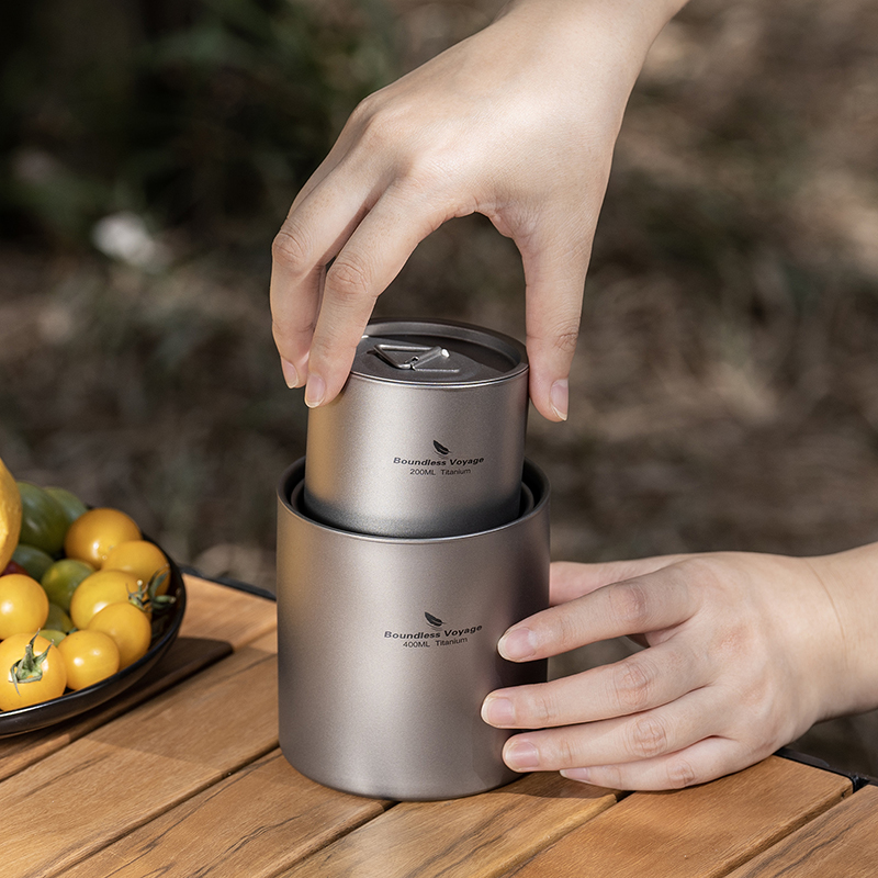무한 항해 티타늄 이중 벽 컵 뚜껑 쌓을 수있는 금속  - Camping Cooking Mug 리뷰 및 가격