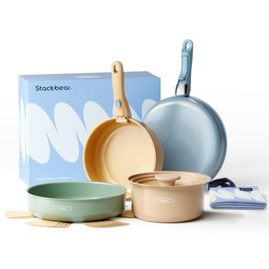 세라믹 조리기구 세트, 탈부착 가능한 손잡이 냄비 및  - Camping Cooking Set Detachable Handle 리뷰 및 가격